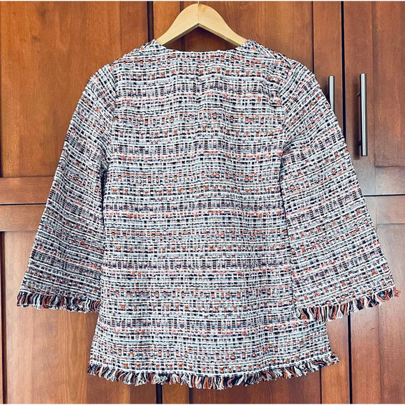 Tuckernuck Belfast Blouse Tweed V-Neck Fringe Trim Relaxed Fit Size XS NEW - Picture 6 of 10